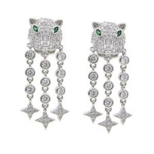 Panthere Classic Baby Jaguar Dangle Silver Earrings